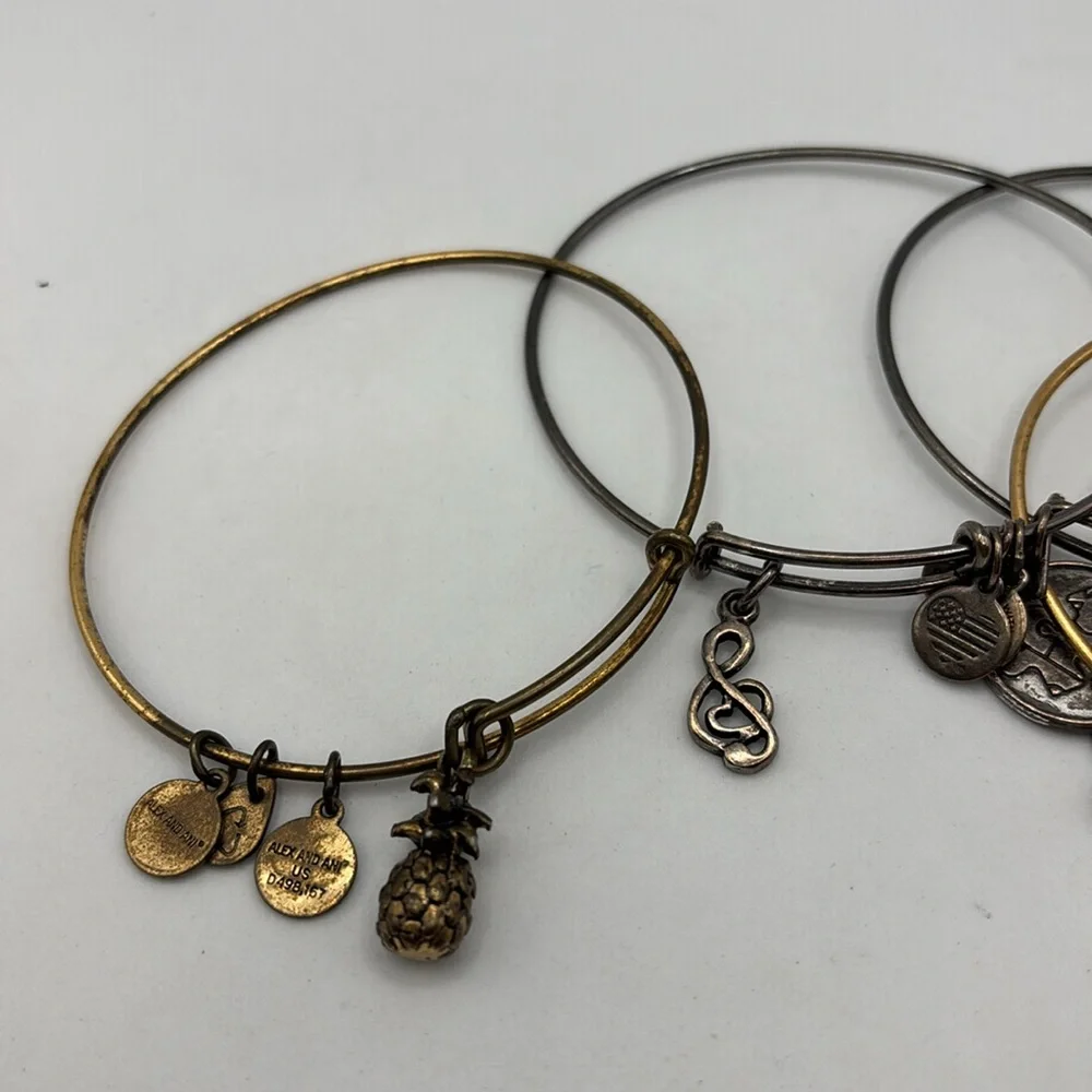 Alex and Ani charm bangle bracelets stretch 5 different colors and wear